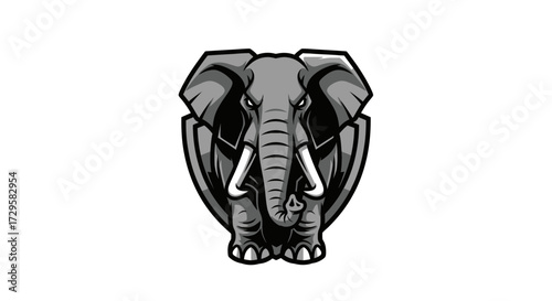 Majestic Elephant Shield Emblem: A Symbol of Strength and Protection.