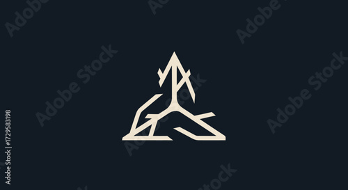 Geometric stylized wolf head logo abstract tribal design.