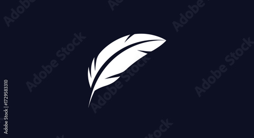 Minimalist white feather symbol representing writing and elegance.