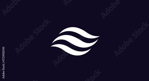 Abstract white wavy lines logo design concept.