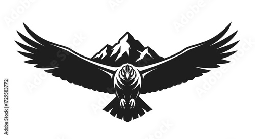 Majestic Eagle Soaring Above Mountain Peaks.