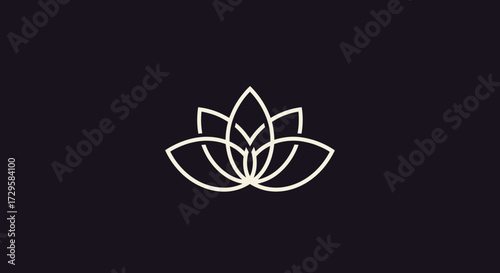Elegant minimalist lotus flower icon design symbol of peace and purity.