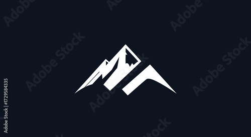 Modern minimalist mountain peak logo design icon.
