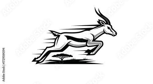 Dynamic Springbok Antelope Leaping with Speed and Grace.