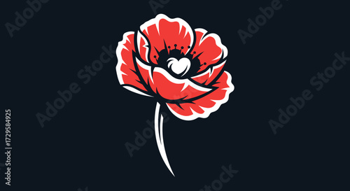 Close up of a vibrant red poppy flower.