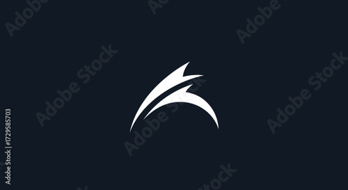 Abstract white dynamic swoosh symbol representing motion and speed.