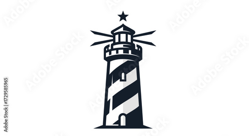 Lighthouse with Star Beacon Logo Design.