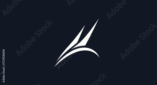 Modern abstract symbol representing dynamic motion and progress.