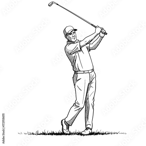 Male Golfer Swinging
