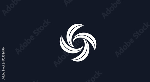 Abstract white swirl design on dark background.
