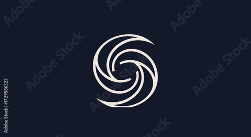 Abstract swirl design white lines dark background.