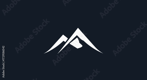 White mountain peaks logo on a dark background representing adventure.