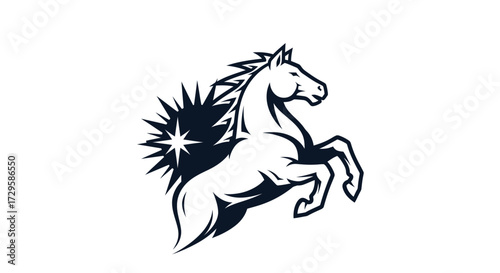 Majestic leaping horse powerful equine animal.
