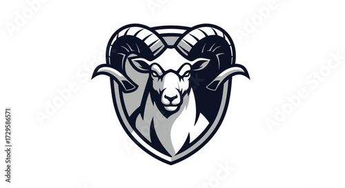 Majestic ram head emblem with bold horns and determined gaze.