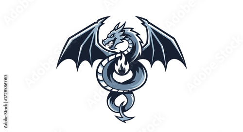 Stylized Fierce Dragon Emblem Graphic Illustration.