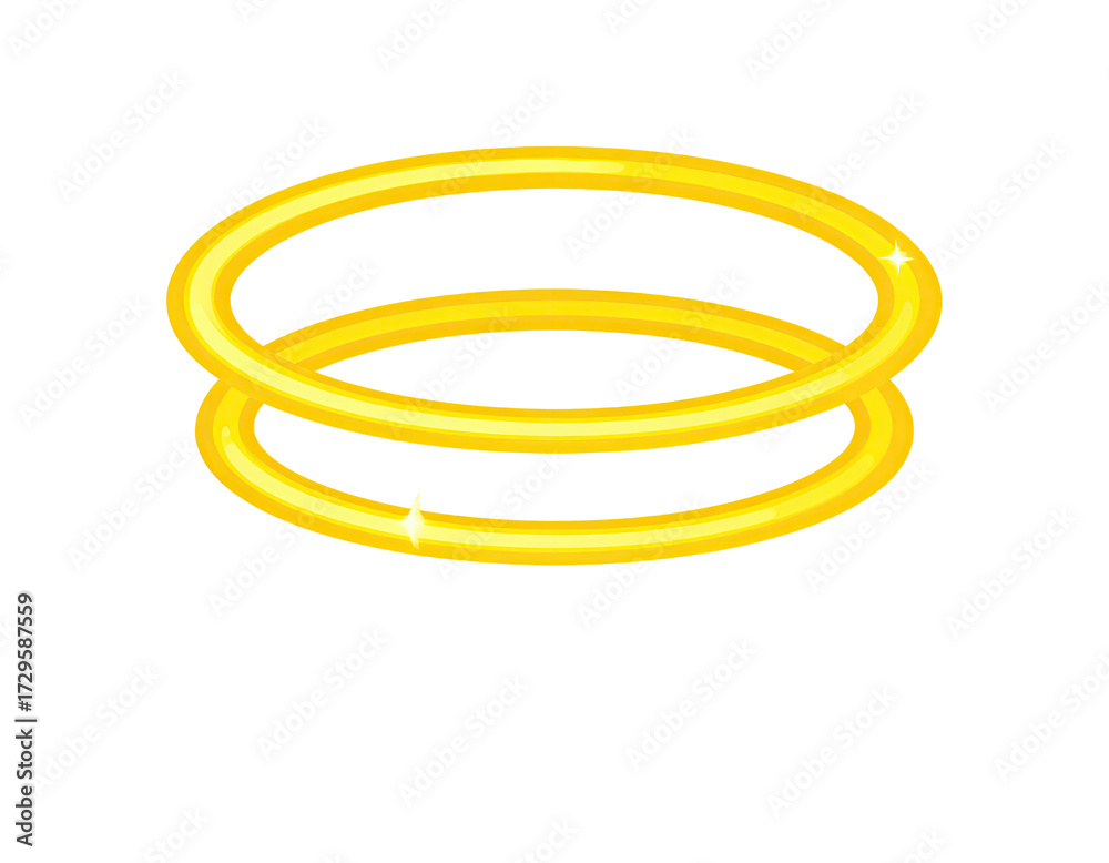 Naklejka premium Two golden rings, overlapping, appearing as a halo