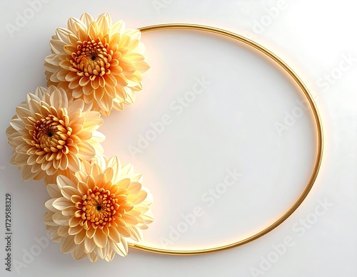 Floral Arrangement with Golden Ring on White Background Decorative Design