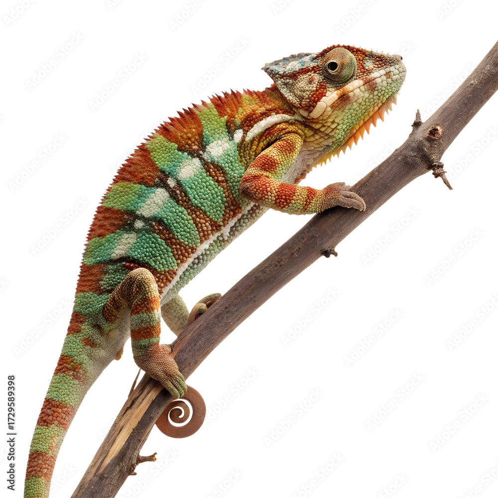Naklejka premium Chameleon on a white background