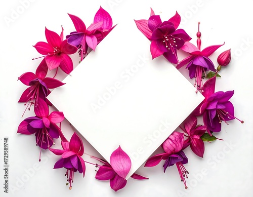 Flowers Framing Blank Space with Vivid Magenta and Purple Colors