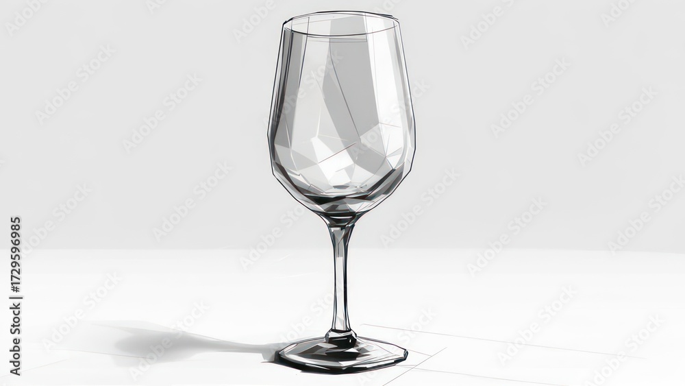 Obraz premium Elegant Wine Glass Sketch - A Study in Light and Shadow.