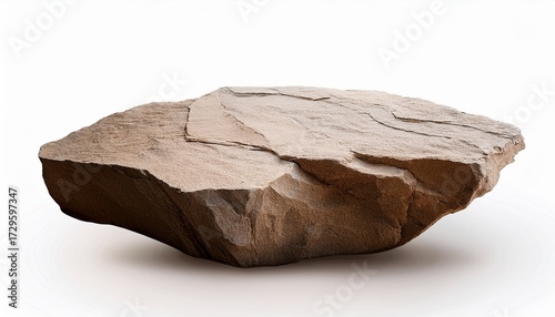 Rock Stone Podium Isolated White Backgrounds Cliff Edge Beige Formation Well Stand Display Production Cosmetics Clipping Path
