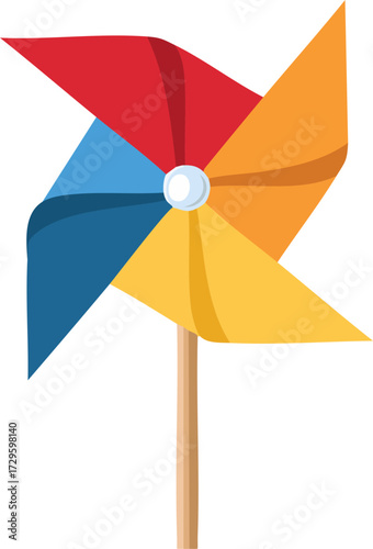 Vector illustration of a colorful pinwheel on a white background