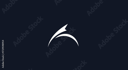 Abstract design minimalist shape modern logo simple graphic white on dark background stylized form.