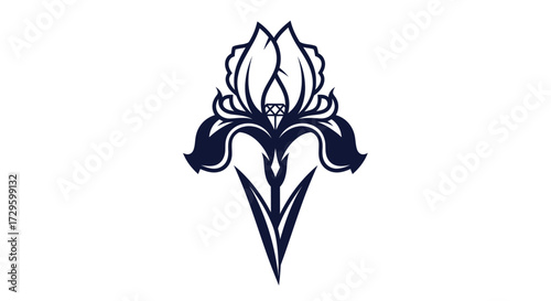 Elegant stylized iris flower graphic illustration vector.