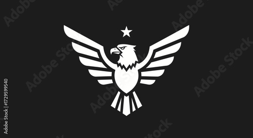 Majestic eagle emblem soaring high with outstretched wings and star above.