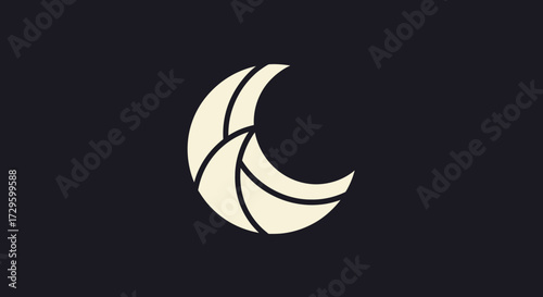 Abstract geometric crescent moon shape modern minimalist design.