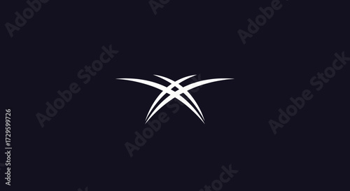 Abstract white symmetrical design resembling a stylized insect or symbol.