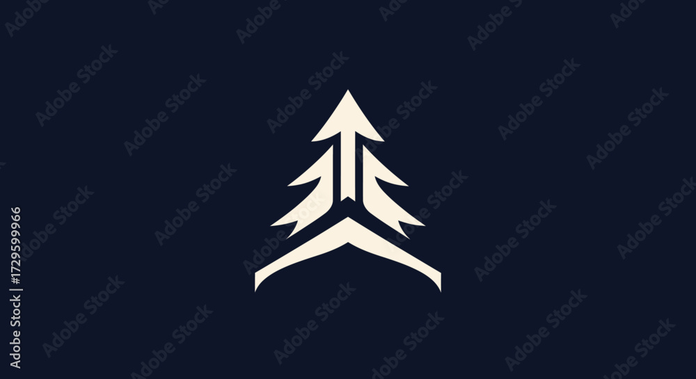 Fototapeta premium Stylized Pine Tree Logo Design with Arrow Elements.