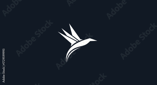 Minimalist white flying bird logo design icon.