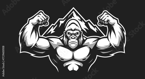 Powerful Gorilla Flexing Muscles.