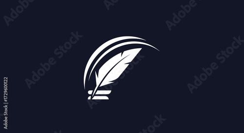 Elegant white quill feather pen logo for a writer or law firm.