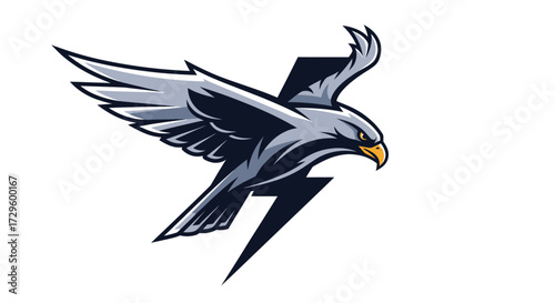 Dynamic Eagle Emblem Featuring Sharp Lightning Strike Graphic.
