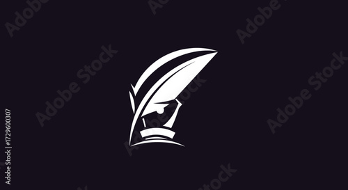 Elegant quill pen logo representing writing and creative expression on dark background.