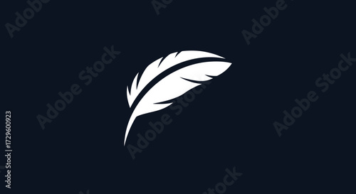 Elegant white feather icon symbolizing lightness and freedom.