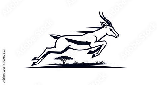 A gazelle leaping gracefully across the plains.