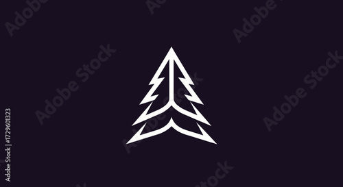 Modern minimalist white evergreen tree icon symbol for nature and forest themes.