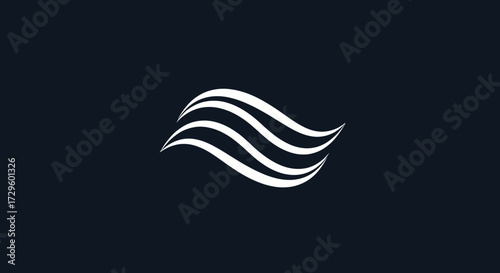 Abstract white wave lines logo design.