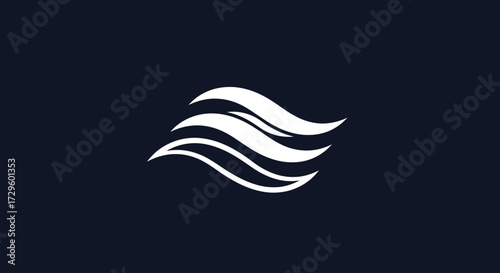 Elegant white flowing lines forming an abstract wave symbol.