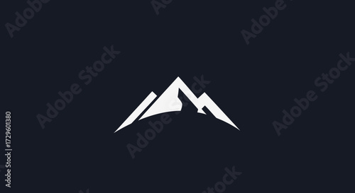 Minimalist Mountain Peak Logo Design in White on Dark Background.