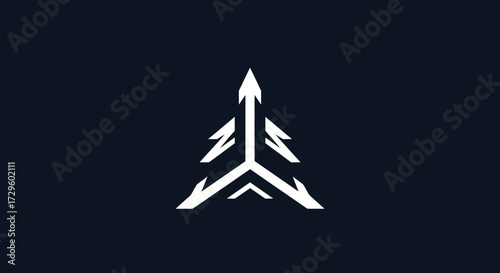 Abstract white arrowhead geometric design.