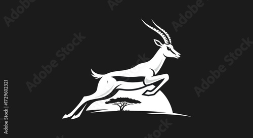Elegant leaping antelope silhouette against a dark backdrop showcasing grace and agility.