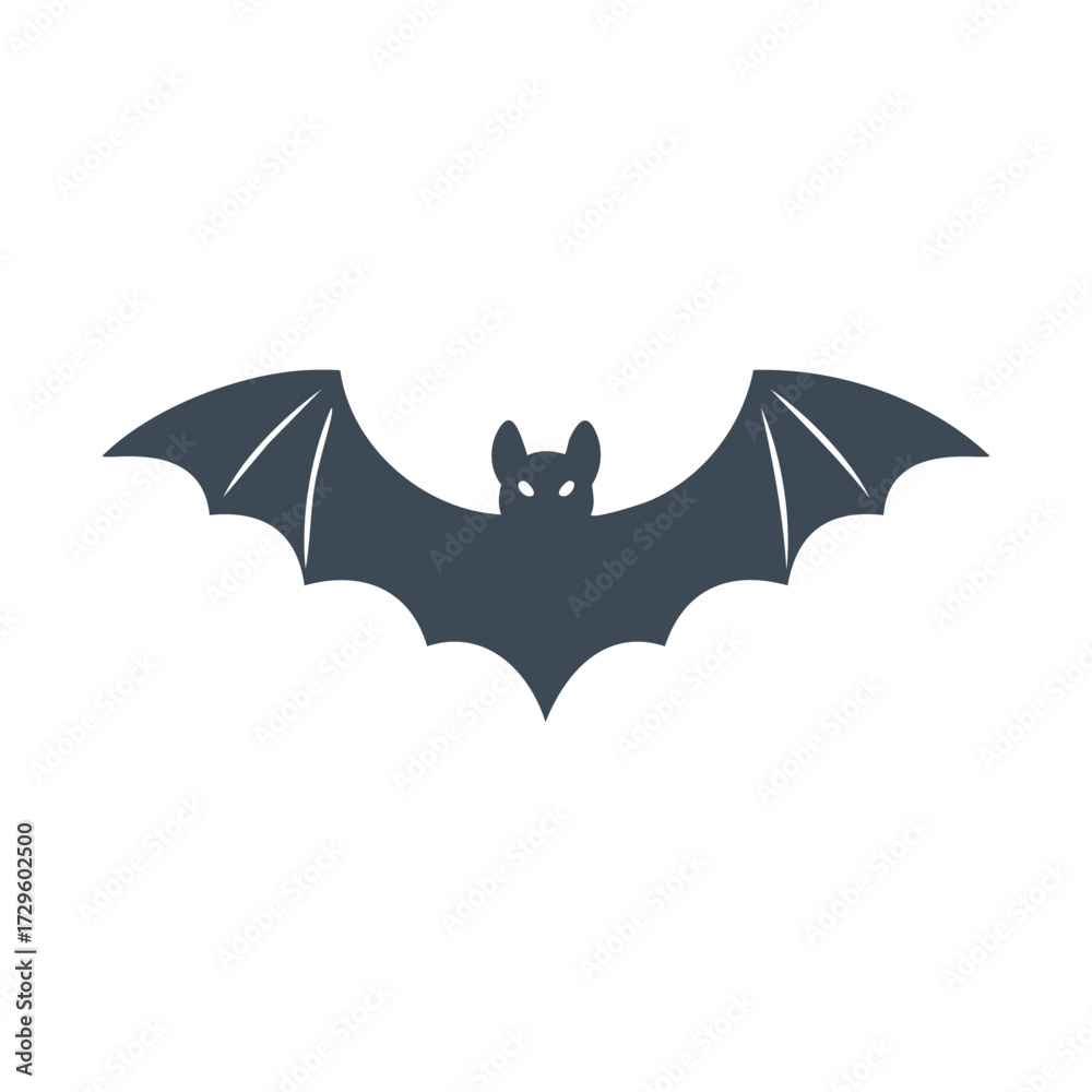 Fototapeta premium Dark Bat Silhouette with Wing Veins Keywords: bat, silhouette, flying, wings, spread, dark