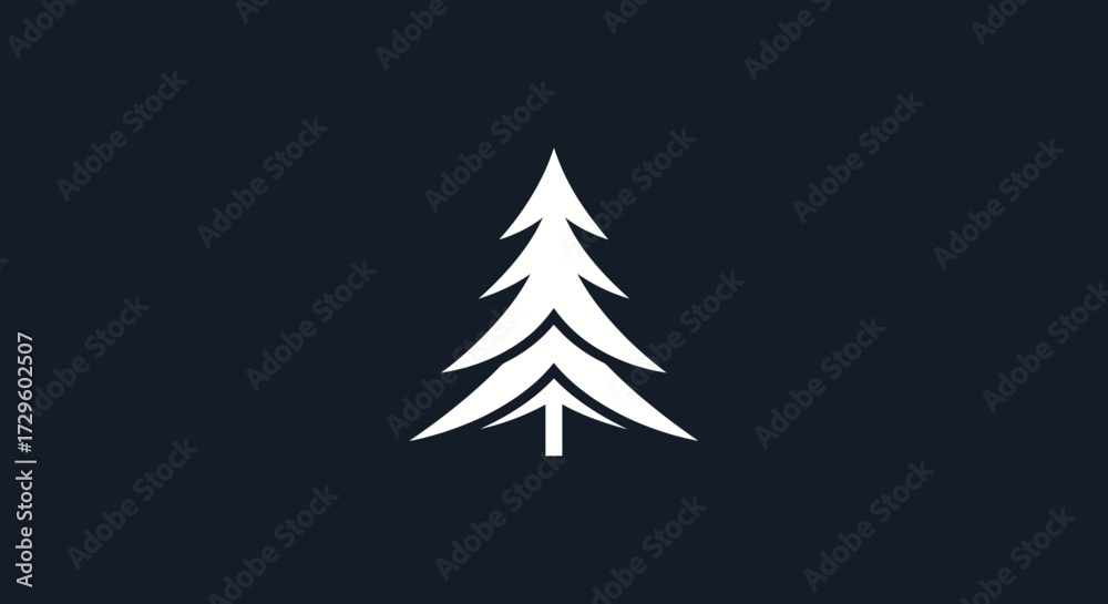 Obraz premium Minimalist White Evergreen Pine Tree Icon Illustration.