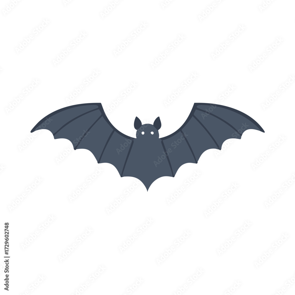 Fototapeta premium Dark Gray Bat Silhouette with Wings Spread animal creature