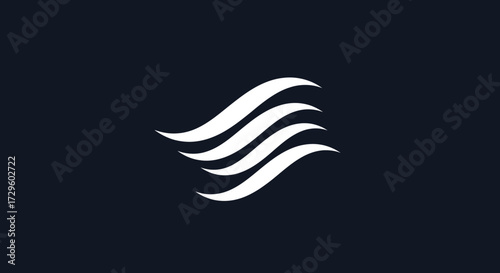 Abstract white wave logo design element.