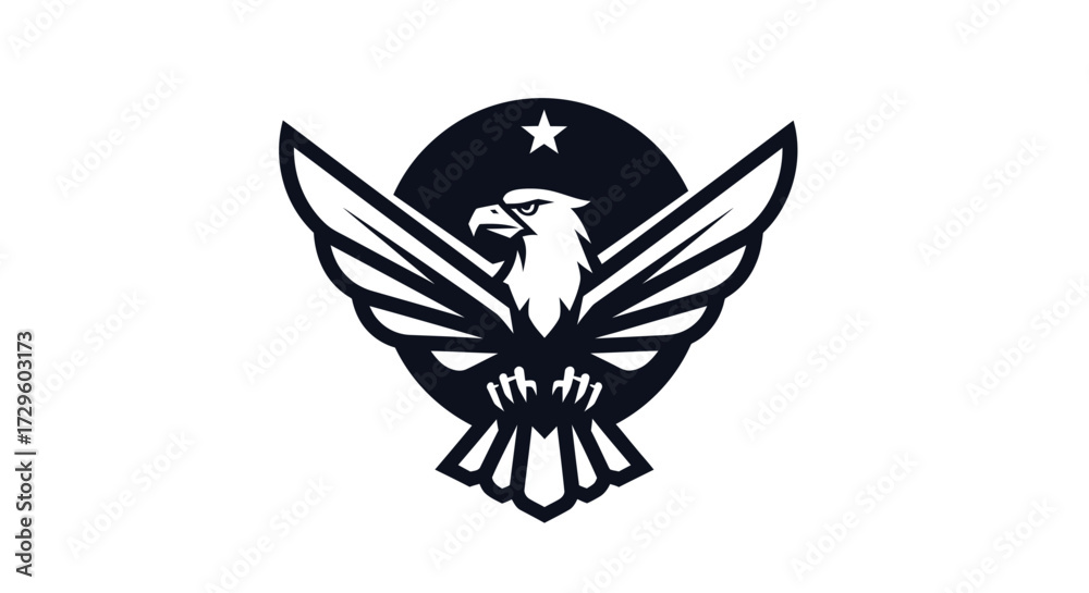 Obraz premium Eagle Emblem with Star: A Symbol of Strength and American Pride.
